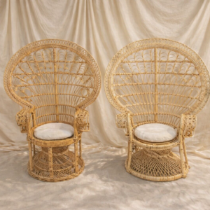 Fauteuils Emmanuelle paon (la paire)