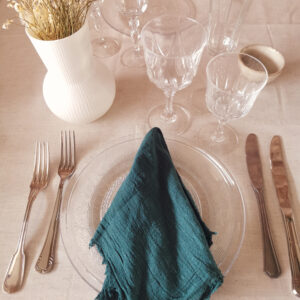 Serviette élégante teal franges